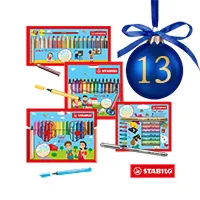 Mehrere farbenfrohe Stabilo-Mal- und Kreativsets als Adventskalender-Gewinn hinter Türchen 13.